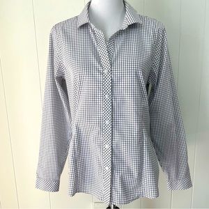 Red House women’s long sleeve windowpane button front shirt size Large